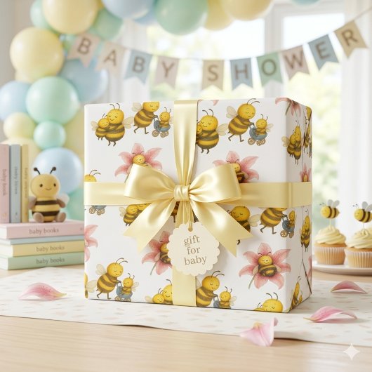 Cute Bumblebee Mom & Baby Bee Cadeaupapier