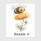 Cute Bumblebee on Flower Sticker (Vel)