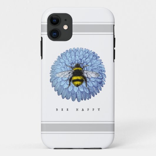 Cute Bumblebee op Blue Flower Natuur Case-Mate iPhone Case (Achterkant)