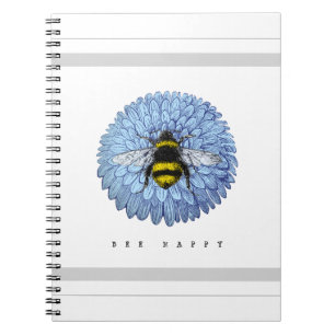 Cute Bumblebee op Blue Flower Natuur Notitieboek
