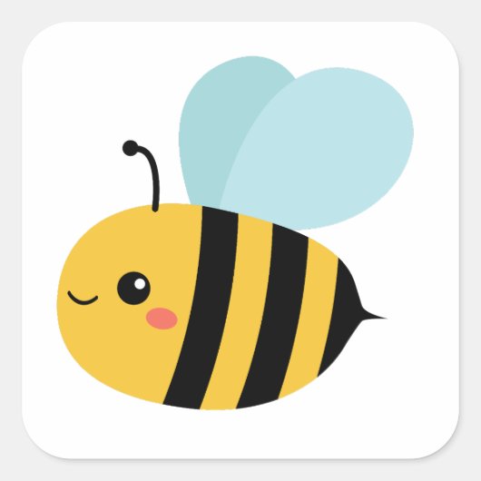 Cute Bumblebee Vierkante Sticker (Voorkant)