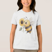 Cute Bumblebee with Sunflower Illustration Tri-Blend Shirt (Voorkant)