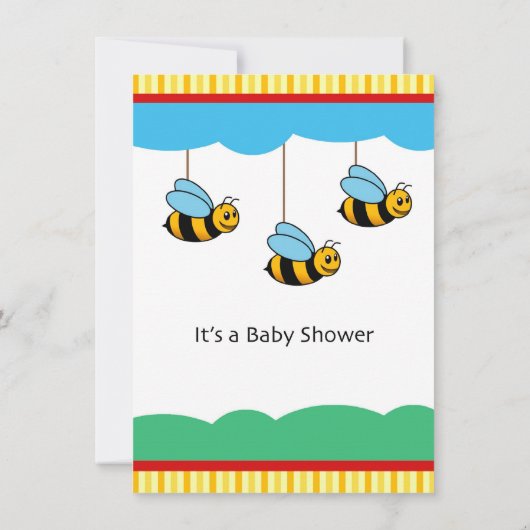 Cute Bumblebees Baby shower Invitation Kaart (Achterkant)