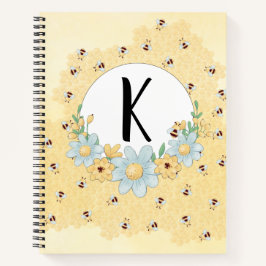 Cute Bumblebees Monogrammed Notitieboek