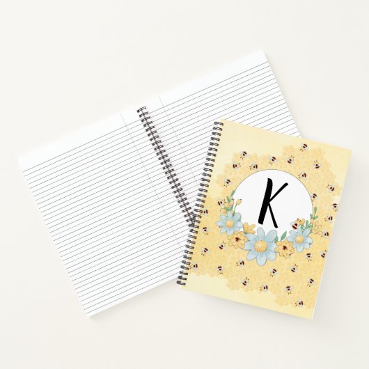 Cute Bumblebees Monogrammed Notitieboek (Binnen)