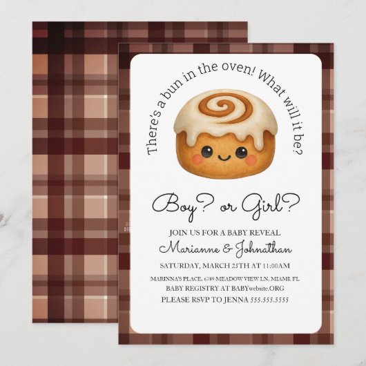 Cute Bun In Oven Baby Reveal  Kaart (Voorkant / Achterkant)