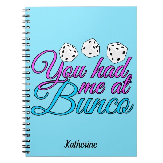 Cute Bunco Game Night Blue op maat Notitieboek (Voorkant)