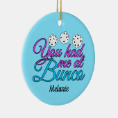 Cute Bunco Game Night Personated Blue Kerstmis Keramisch Ornament (Rechts)