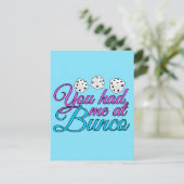 Cute Bunco Game Night Pink Blue Dice Briefkaart (Staand voorkant)