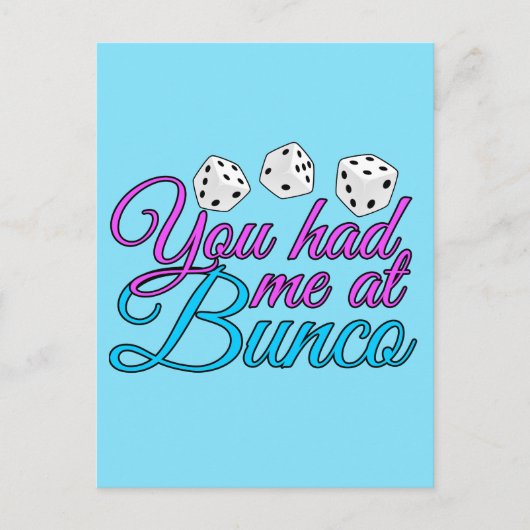 Cute Bunco Game Night Pink Blue Dice Briefkaart (Voorkant)