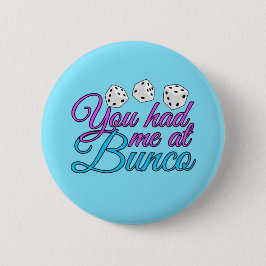 Cute Bunco Game Night Pink Blue Dice Ronde Button 5,7 Cm