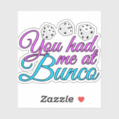 Cute Bunco Game Night Pink Blue Dice Sticker (Vel)