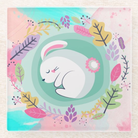 Cute Bunnн Glass Onderzetter (Voorkant)