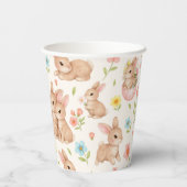 Cute Bunnies and Flowers Pattern Papieren Bekers (Achterkant)