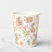 Cute Bunnies and Flowers Pattern Papieren Bekers (Rechts)