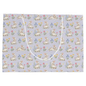 Cute Bunnies and Wildflowers Pattern Groot Cadeauzakje (Achterkant)