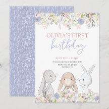 Cute Bunnies Birthday Invitation