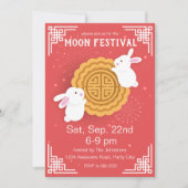 Cute Bunnies en Mooncake Mid-Autumn Festival Kaart (Voorkant)