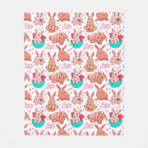Cute Bunnies Fleece Blanket Deken