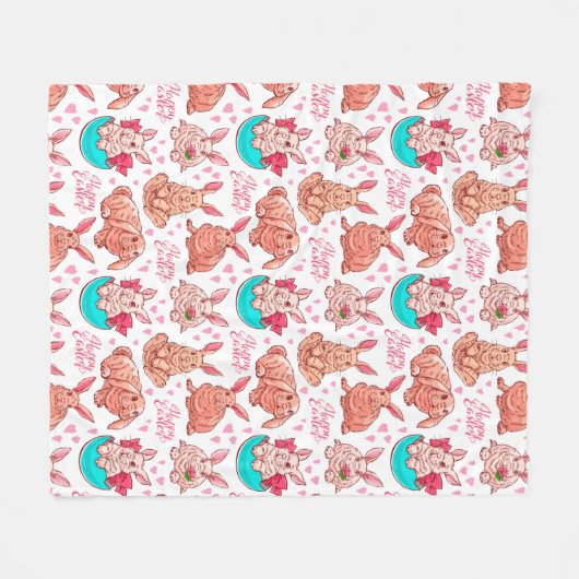 Cute Bunnies Fleece Blanket Deken (Voorkant (Horizontaal))