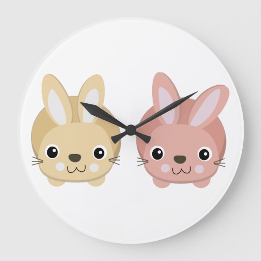 Cute Bunnies Grote Klok (Voorkant)