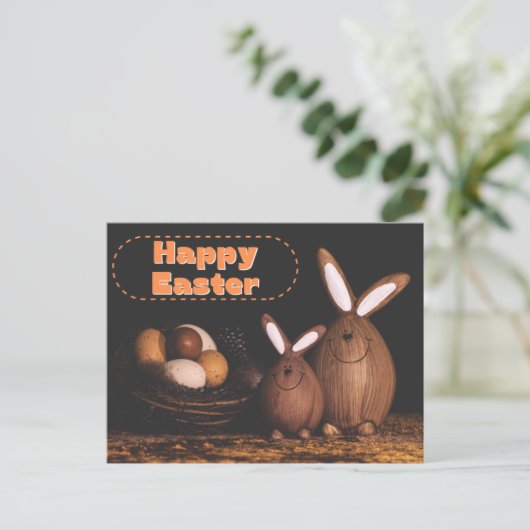 Cute Bunnies Happy Easter Briefkaart (Staand voorkant)