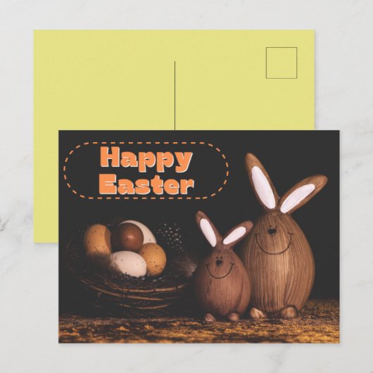 Cute Bunnies Happy Easter Briefkaart (Voorkant / Achterkant)