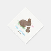 Cute Bunnies Hearts Custom Boy Baby shower Servet (Hoek)