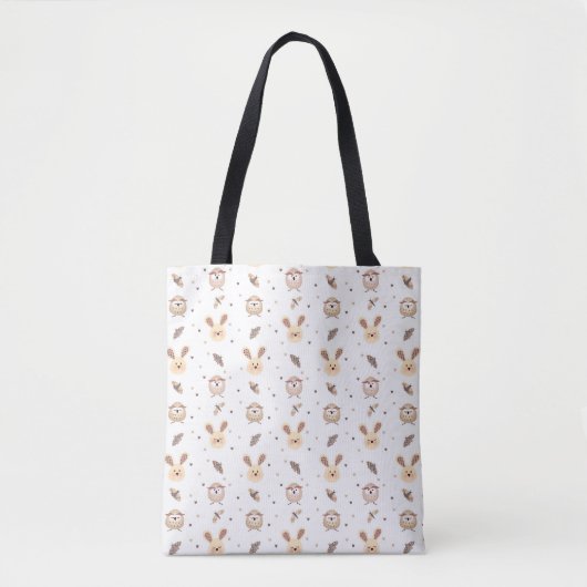 Cute Bunnies, Owls and Moths Tote Tote Bag (Voorkant)