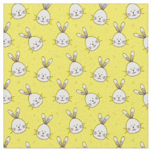 Cute Bunnies Pattern on Yellow Unisex Child Stof