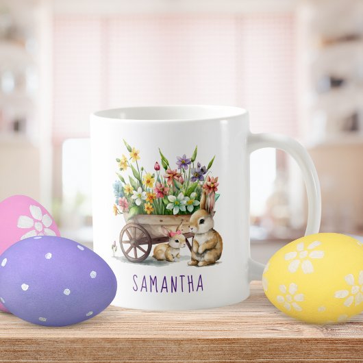 Cute Bunnies Personalized Girl Easter Koffiemok
