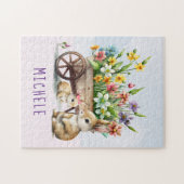 Cute Bunnies Personalized Girl Easter Legpuzzel (Horizontaal)