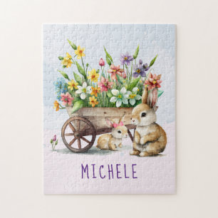 Cute Bunnies Personalized Girl Easter Legpuzzel