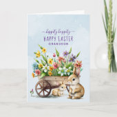 Cute Bunnies Personalized Grandson Easter Feestdagen Kaart (Voorkant)