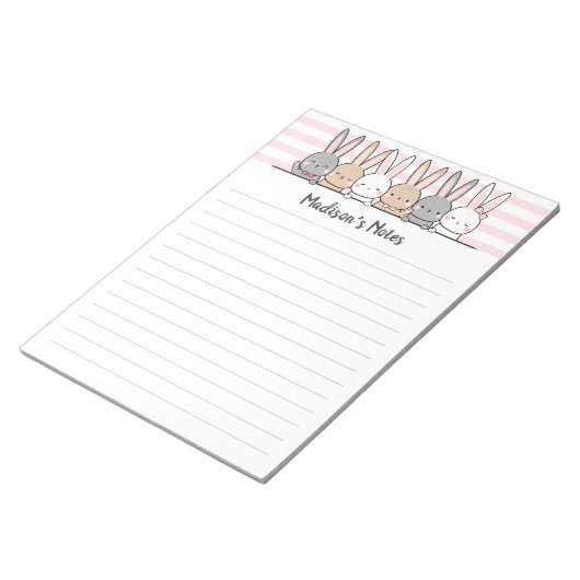 Cute Bunnies Personalized Notitieblok (Schuin)