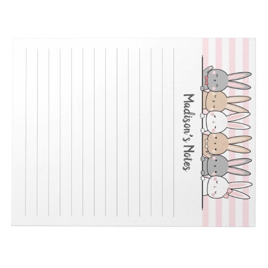 Cute Bunnies Personalized Notitieblok (Voorkant)