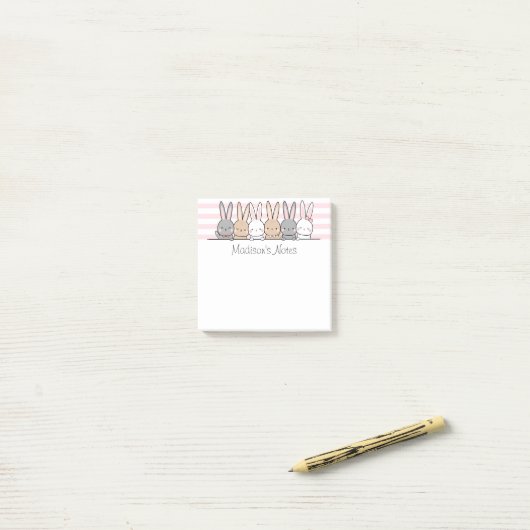 Cute Bunnies Personalized Post-it® Notes (Op bureau)