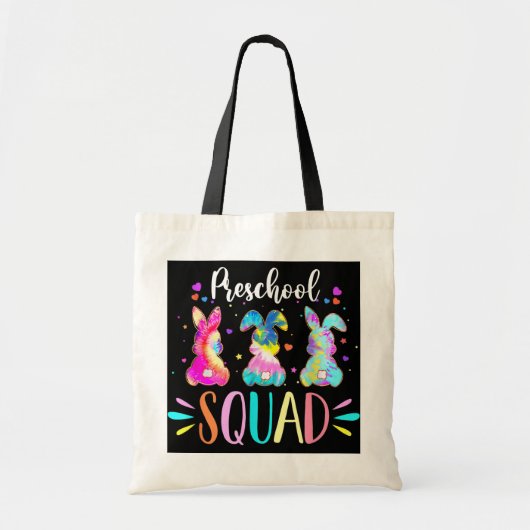 Cute Bunnies Preschool Teacher Squad Paasdag Tote Bag (Voorkant)