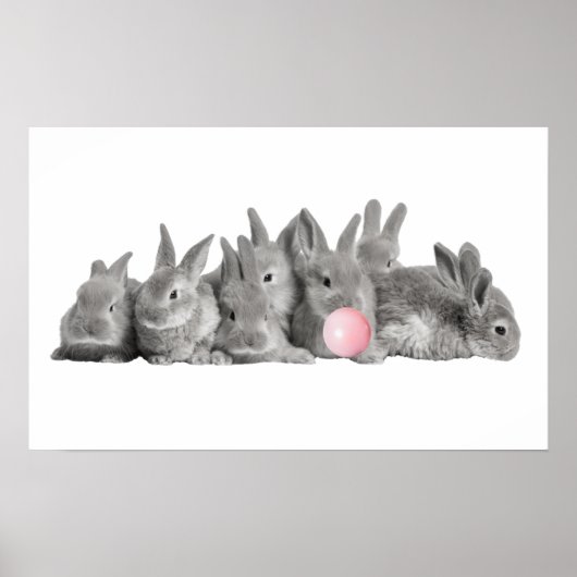 Cute Bunnies Rabbit Bubble Gum Nursery Child Poster (Voorkant)