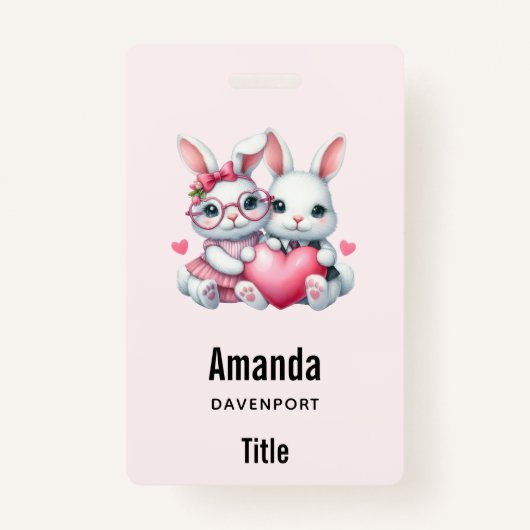 Cute Bunnies Sharing a Heart Badge (Achterkant)