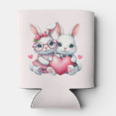 Cute Bunnies Sharing a Heart Blikjeskoeler (Achterkant)