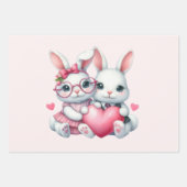 Cute Bunnies Sharing a Heart Inpakpapier Vel (Voorkant 2)