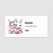 Cute Bunnies Sharing a Heart Naamplaatje (Voorkant)