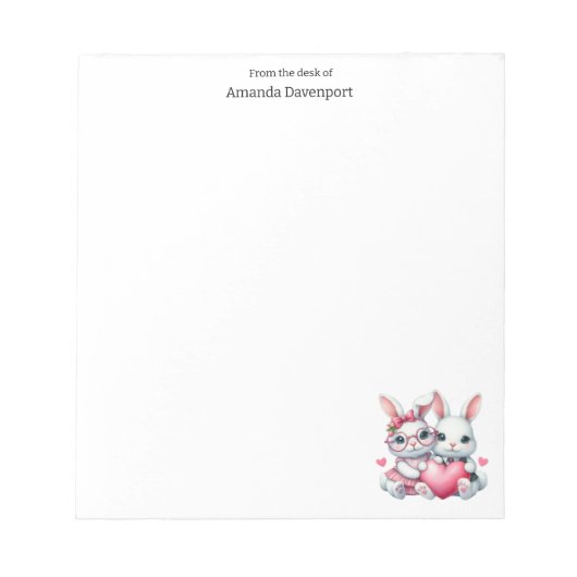 Cute Bunnies Sharing a Heart Notitieblok (Voorkant)