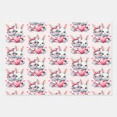 Cute Bunnies Sharing a Heart Pattern Inpakpapier Vel (Voorkant 3)