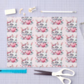 Cute Bunnies Sharing a Heart Pattern Tissuepapier (Craft)