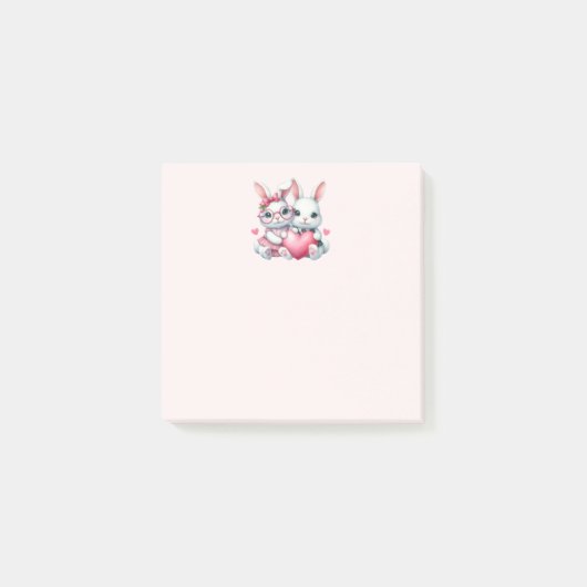 Cute Bunnies Sharing a Heart Post-it® Notes (Voorkant)