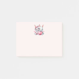 Cute Bunnies Sharing a Heart Post-it® Notes