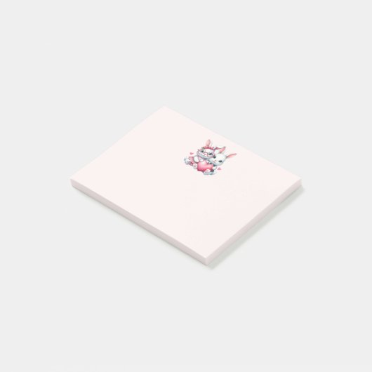 Cute Bunnies Sharing a Heart Post-it® Notes (Schuin)