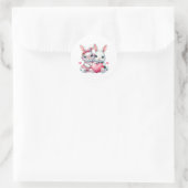 Cute Bunnies Sharing a Heart Ronde Sticker (Tas)